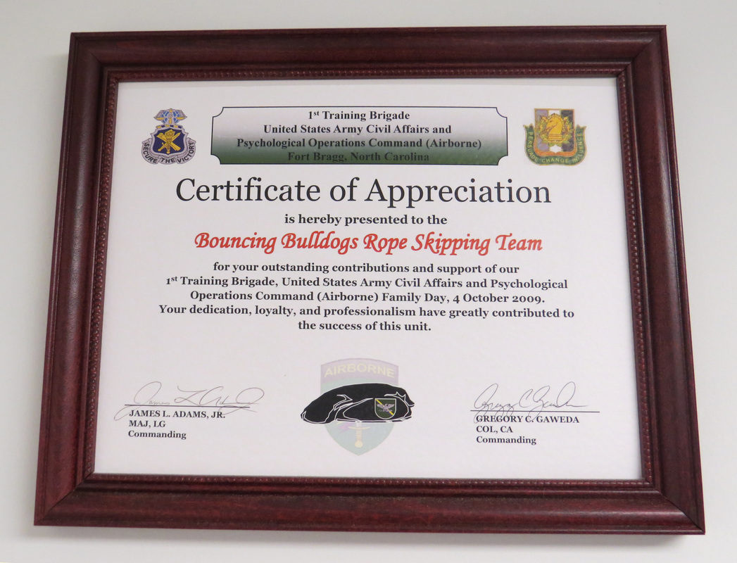 Certificate of Appreciation 1st Training Brigade US Army Civil Affairs and Psychological Operations Command (Airborne)